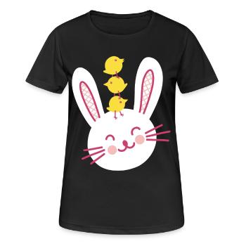 Lapin de Pâques et trois poussins mignons - T-shirt respirant Femme - noir - Devant - AI Model Female 172 light (172cm)