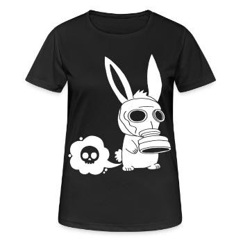 White rabbit farting - Women's Breathable T-Shirt - black - Front - AI Model Female 172 light (172cm)