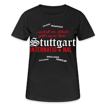 Fußball Stuttgart International - Frauen T-Shirt atmungsaktiv - Schwarz - Vorne - AI Model Female 172 light (172cm)