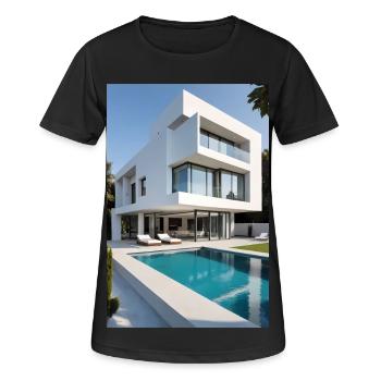 Villa blanche avec piscine - T-shirt respirant Femme - noir - Devant - AI Model Female 172 light (172cm)