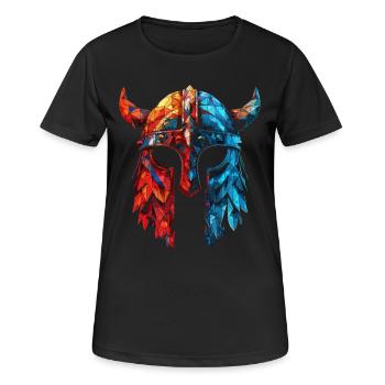 Wikinger-Helm mit Hörnern - Frauen T-Shirt atmungsaktiv - Schwarz - Vorne - AI Model Female 172 light (172cm)