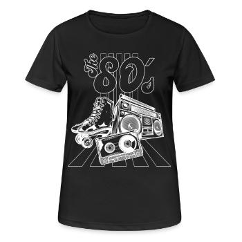 80er Nostalgie Boombox Sneaker - Frauen T-Shirt atmungsaktiv - Schwarz - Vorne - AI Model Female 172 light (172cm)