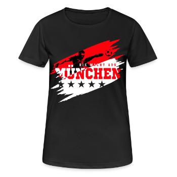 Die Macht aus München Fußball Fan - Frauen T-Shirt atmungsaktiv - Schwarz - Vorne - AI Model Female 172 light (172cm)