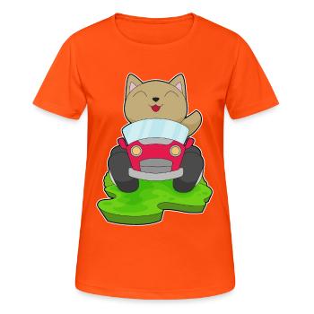 Katze Auto - Frauen T-Shirt atmungsaktiv - Neonorange - Vorne - AI Model Female 172 dark (172cm)