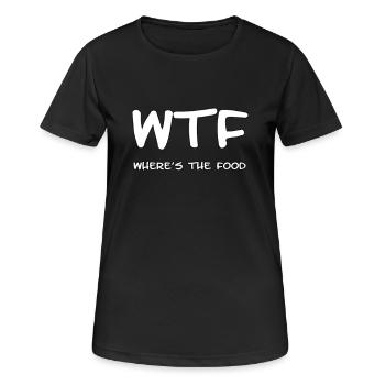 WTF Where`s the food Spruch Shirt Vielfraß Spruch - Frauen T-Shirt atmungsaktiv - Schwarz - Vorne - AI Model Female 172 light (172cm)