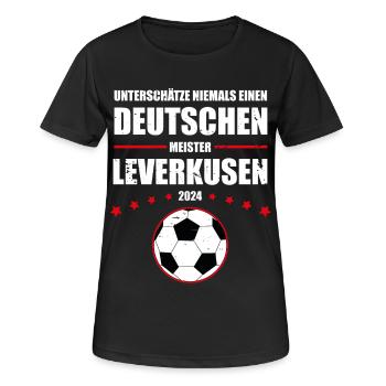 Deutscher Fußball Meister 2024 Leverkusen Retro - Frauen T-Shirt atmungsaktiv - Schwarz - Vorne - AI Model Female 172 light (172cm)