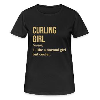 Curling - Frauen T-Shirt atmungsaktiv - Schwarz - Vorne - AI Model Female 172 light (172cm)