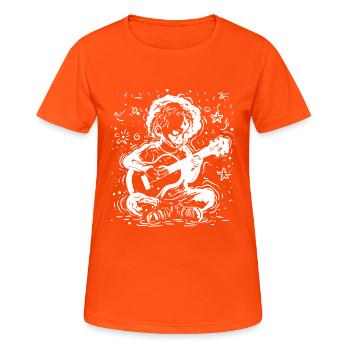 Ukulele Junge - Frauen T-Shirt atmungsaktiv - Neonorange - Vorne - AI Model Female 172 dark (172cm)
