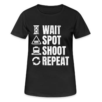 Trainspotter Zeitplan - Frauen T-Shirt atmungsaktiv - Schwarz - Vorne - AI Model Female 172 light (172cm)