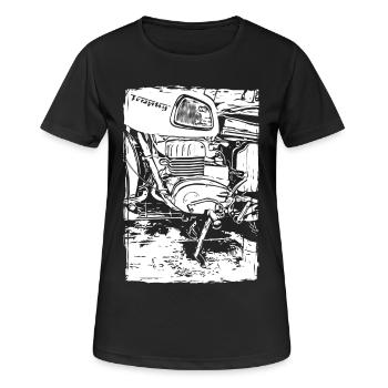 Empreinte du bloc moteur MZ ES 250 - T-shirt respirant Femme - noir - Devant - AI Model Female 172 light (172cm)