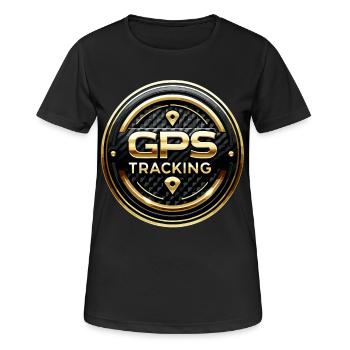 GPS Tracking Carbon Gold Warning Stickers - Women's Breathable T-Shirt - black - Front - AI Model Female 172 light (172cm)