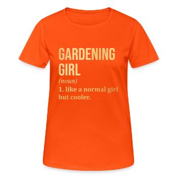 jardinage - T-shirt respirant Femme - orange néon - Devant - AI Model Female 172 dark (172cm)
