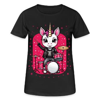 Punk Rock Einhorn - Frauen T-Shirt atmungsaktiv - Schwarz - Vorne - AI Model Female 172 light (172cm)