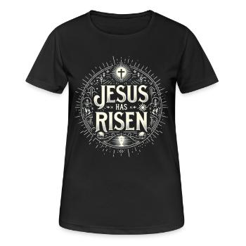 Jesus ist Auferstanden Kreis - Frauen T-Shirt atmungsaktiv - Schwarz - Vorne - AI Model Female 172 light (172cm)