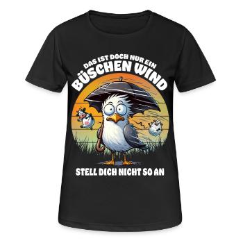 Lustige Möwe im Sturm Lustiger Spruch Büschen Wind - Frauen T-Shirt atmungsaktiv - Schwarz - Vorne - AI Model Female 172 light (172cm)