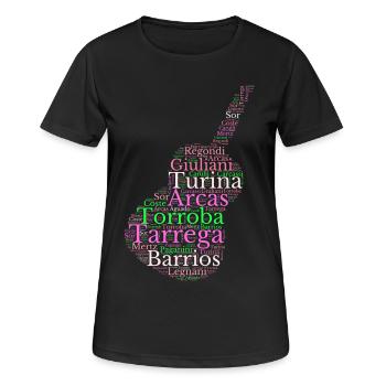 Compositeurs pour Guitare classique espagnole - T-shirt respirant Femme - noir - Devant - AI Model Female 172 light (172cm)