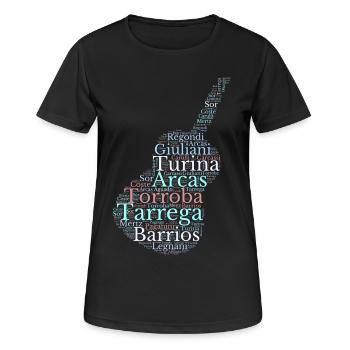 Compositeurs pour Guitare classique espagnole - T-shirt respirant Femme - noir - Devant - AI Model Female 172 light (172cm)