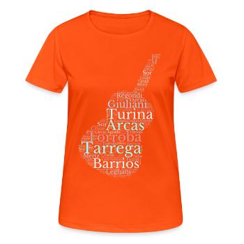 Compositeurs pour Guitare classique espagnole - T-shirt respirant Femme - orange néon - Devant - AI Model Female 172 dark (172cm)