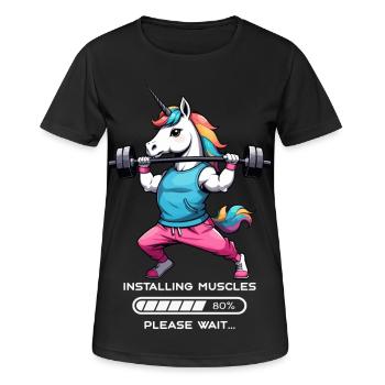 Licorne bodybuilder - T-shirt respirant Femme - noir - Devant - AI Model Female 172 light (172cm)