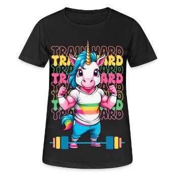 Licorne bodybuilder - T-shirt respirant Femme - noir - Devant - AI Model Female 172 light (172cm)