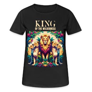 Löwe King of The Wilderness Savanne Steppe Afrika - Frauen T-Shirt atmungsaktiv - Schwarz - Vorne - AI Model Female 172 light (172cm)