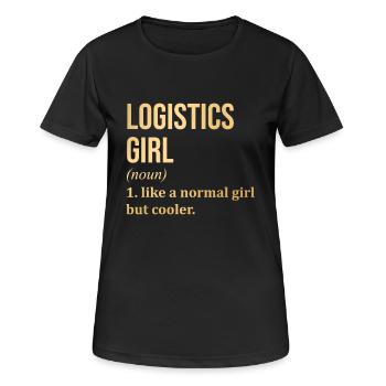 Logistik - Frauen T-Shirt atmungsaktiv - Schwarz - Vorne - AI Model Female 172 light (172cm)