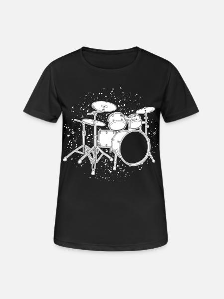 Drumkit Zeichnung - Dame T-shirt svedtransporterende - sort
