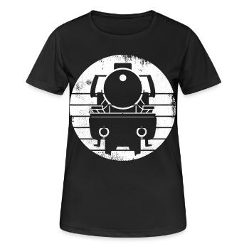 Dampflokomotive Zeichnung - Frauen T-Shirt atmungsaktiv - Schwarz - Vorne - AI Model Female 172 light (172cm)