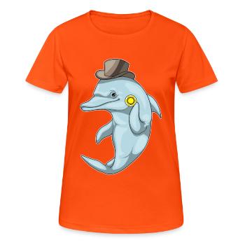 Dolphin Poker Jetons de Poker - T-shirt respirant Femme - orange néon - Devant - AI Model Female 172 dark (172cm)