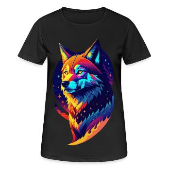 Loup dans la nuit - Décor Multicolore - T-shirt respirant Femme - noir - Devant - AI Model Female 172 light (172cm)