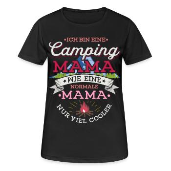 Camping Mama Campingplatz Camper Zelten Lagerfeuer - Frauen T-Shirt atmungsaktiv - Schwarz - Vorne - AI Model Female 172 light (172cm)