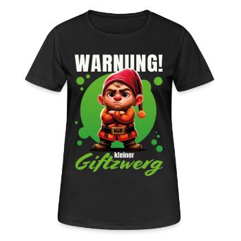 Warnung! Kleiner Giftzwerg – Grummeliger Zwerg - Frauen T-Shirt atmungsaktiv - Schwarz - Vorne - AI Model Female 172 light (172cm)