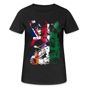 UK India Flagge und Totenköpfe - Frauen T-Shirt atmungsaktiv - Schwarz - Vorne - AI Model Female 172 light (172cm)