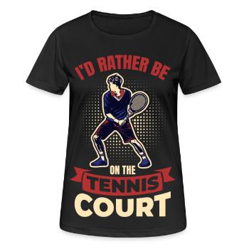 Ich wäre lieber auf dem Tennisplatz - Frauen T-Shirt atmungsaktiv - Schwarz - Vorne - AI Model Female 172 light (172cm)