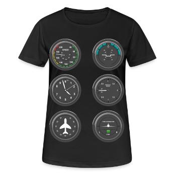 Airplane Flight Instruments - Women's Breathable T-Shirt - black - Front - AI Model Female 172 light (172cm)