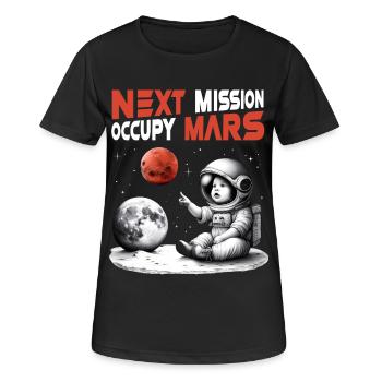 Raumfahrt Roter Planet, Next Mission – Occupy Mars - Frauen T-Shirt atmungsaktiv - Schwarz - Vorne - AI Model Female 172 light (172cm)