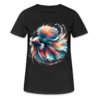 Betta Splendens Lumineux, Coloré - T-shirt respirant Femme - noir - Devant - AI Model Female 172 light (172cm)