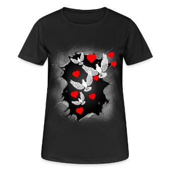 Colombe de la Paix Cœur Paix Paix Mondiale Paix - T-shirt respirant Femme - noir - Devant - AI Model Female 172 light (172cm)