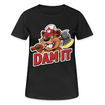 "Dam It" Beaver Canada Pride Funny Lumberjack - Women's Breathable T-Shirt - black - Front - AI Model Female 172 light (172cm)