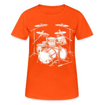 Graphismes de batterie - T-shirt respirant Femme - orange néon - Devant - AI Model Female 172 dark (172cm)