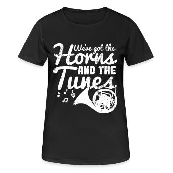 Nous avons les cuivres et les mélodies - T-shirt respirant Femme - noir - Devant - AI Model Female 172 light (172cm)
