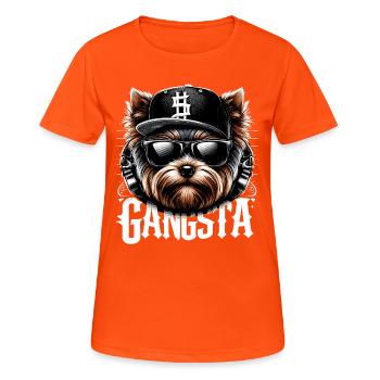 Yorkshire Terrier Yorkie Gangsta Gangster Dog Ges - Women's Breathable T-Shirt - neon orange - Front - AI Model Female 172 dark (172cm)