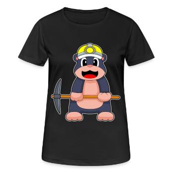 Maulwurf Bergarbeiter Spitzhacke Bergbau - Frauen T-Shirt atmungsaktiv - Schwarz - Vorne - AI Model Female 172 light (172cm)