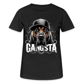 Bloodhound Gangsta Gangster Hund Geschenk - Frauen T-Shirt atmungsaktiv - Schwarz - Vorne - AI Model Female 172 light (172cm)