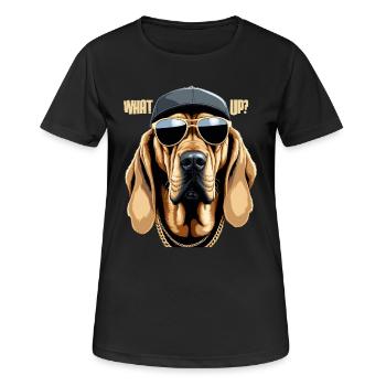 Bloodhound Was geht Gangsta Hund Geschenk - Frauen T-Shirt atmungsaktiv - Schwarz - Vorne - AI Model Female 172 light (172cm)