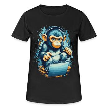 Clever Gaming Monkey - Frauen T-Shirt atmungsaktiv - Schwarz - Vorne - AI Model Female 172 light (172cm)