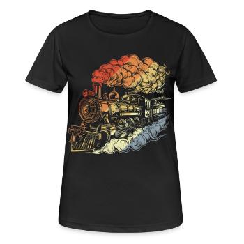 Retro Dampflokomotive - Frauen T-Shirt atmungsaktiv - Schwarz - Vorne - AI Model Female 172 light (172cm)