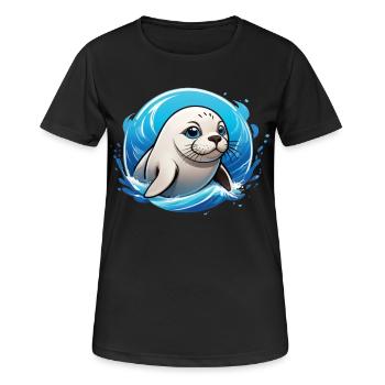 Sceller dans l’eau - T-shirt respirant Femme - noir - Devant - AI Model Female 172 light (172cm)