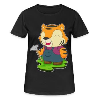 Tiger Bergarbeiter Spitzhacke Bergbau - Frauen T-Shirt atmungsaktiv - Schwarz - Vorne - AI Model Female 172 light (172cm)