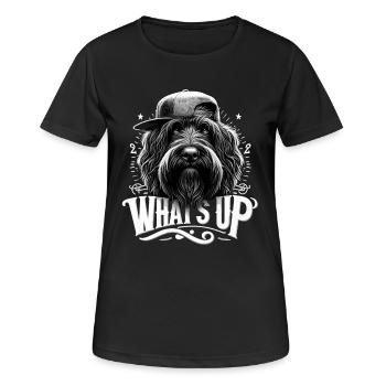 Schapendoes Was geht ab Gangsta cool Hund Geschenk - Frauen T-Shirt atmungsaktiv - Schwarz - Vorne - AI Model Female 172 light (172cm)